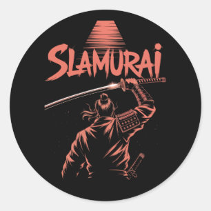 Slamurai Funny Samurai Pun T-Shirt Japanisch Parod Runder Aufkleber