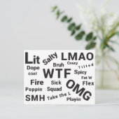 Slang Redewendungen und Teen Talk von 2019 Postkarte (Stehend Vorderseite)