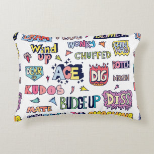 Slang Words Doodle Letter in englischer Sprache Dekokissen