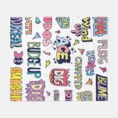 Slang Words Doodle Letter in englischer Sprache Fleecedecke (Vorderseite (Horizontal))