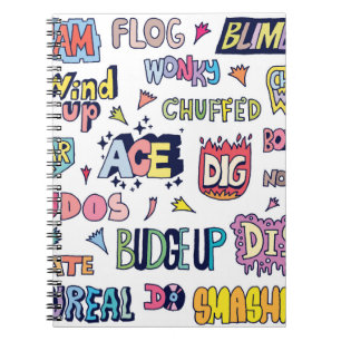 Slang Words Doodle Letter in englischer Sprache Notizblock
