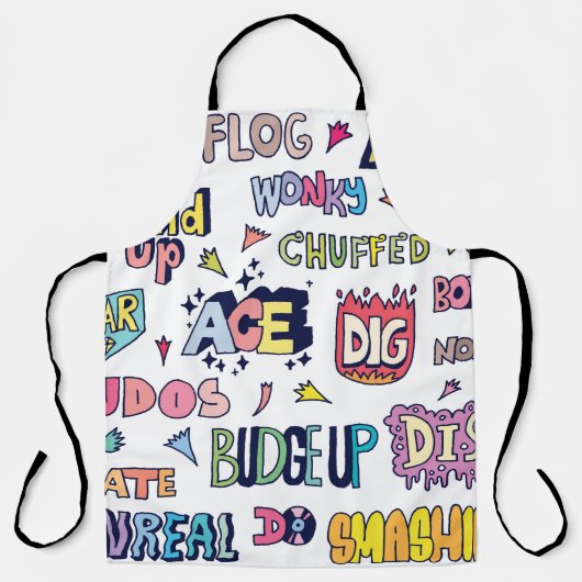 Slang Words Doodle Letter in englischer Sprache Schürze (Vorderseite)