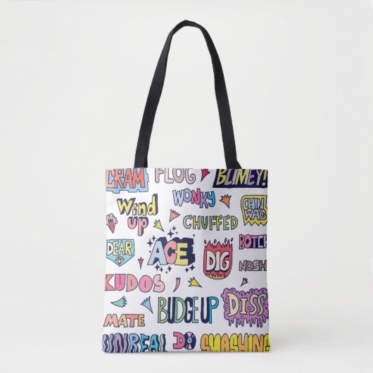 Slang Words Doodle Letter in englischer Sprache Tasche (Vorderseite)