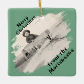 Slanted Photo with Swiped Opening Christmas Text Keramikornament (Vorderseite)