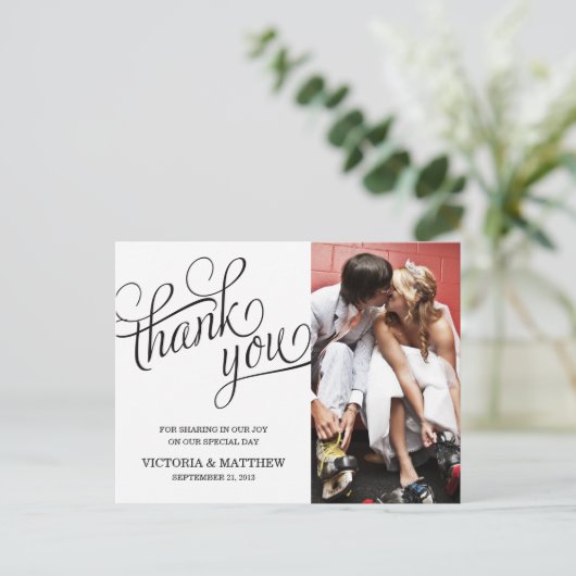 SLANTED Wird WEDDING THANK YOU POST CARD Postkarte (Stehend Vorderseite)