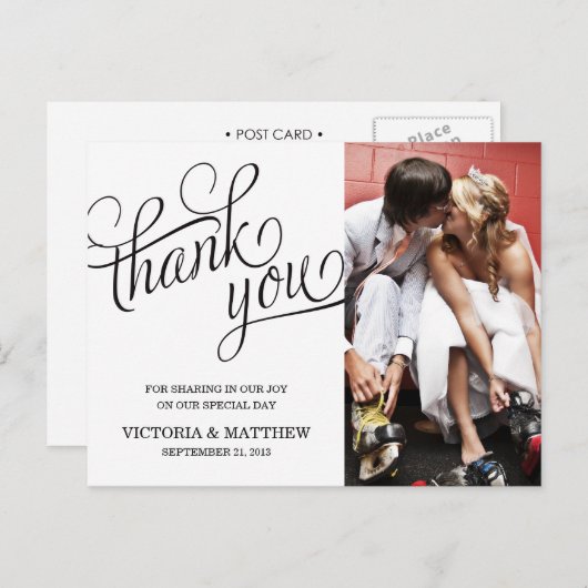 SLANTED Wird WEDDING THANK YOU POST CARD Postkarte (Vorne/Hinten)