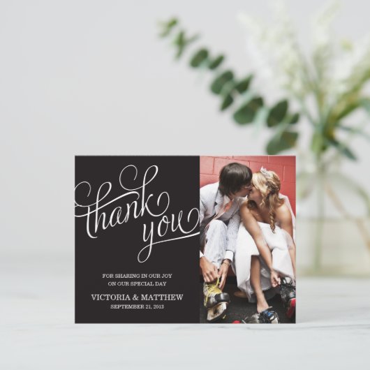SLANTED Wird WEDDING THANK YOU POST CARD Postkarte (Stehend Vorderseite)