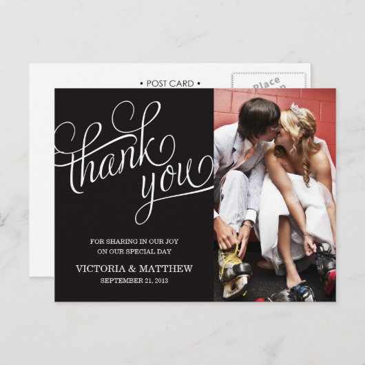 SLANTED Wird WEDDING THANK YOU POST CARD Postkarte (Vorne/Hinten)