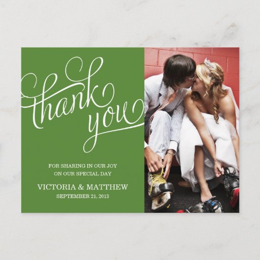 SLANTED Wird WEDDING THANK YOU POST CARD Postkarte (Vorderseite)