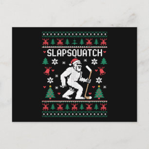 Slapsquatch Bigfoot Hockey hässlicher Weihnachtspu Feiertagspostkarte