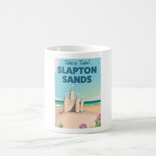 Slapton Sands, Devon sandcastle Vintage Poster Kaffeetasse (Mittel)