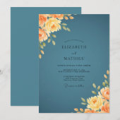 Slate Amber Bloom Hochzeit Einladung (Vorne/Hinten)