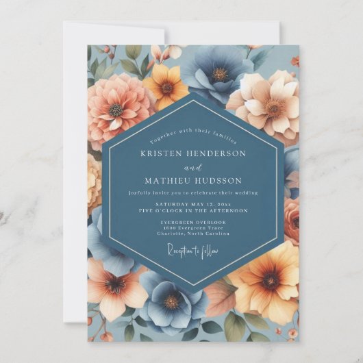 Slate Amber Erntehochzeit Einladung (Vorderseite)