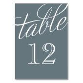 Slate and White Elegante Script-Tischnummern Tischnummer (Vorderseite)