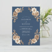 Slate Antique Champagner-Blatt-Hochzeit Einladung (Stehend Vorderseite)