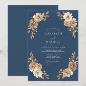 Slate Antique Champagner-Blatt-Hochzeit Einladung (Vorne/Hinten)