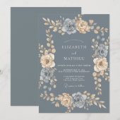 Slate Antique Champagner Kranz Hochzeit Einladung (Vorne/Hinten)