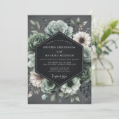 Slate Barocke Blütenhochzeit Einladung (Stehend Vorderseite)