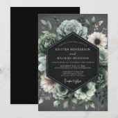 Slate Barocke Blütenhochzeit Einladung (Vorne/Hinten)