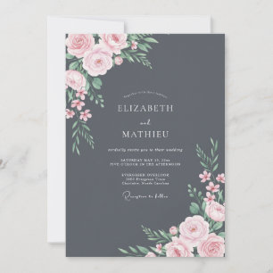 Slate Blass Rosa Blütenhochzeit Einladung