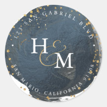 Slate Blau Faux Gold Schrift Ampersand