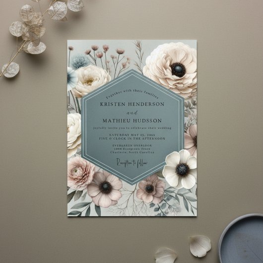 Slate Bloom Hochzeit Einladung