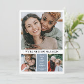 Slate Blue 3 Foto Collage Modern Save the Date (Stehend Vorderseite)