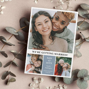 Slate Blue 3 Foto Collage Modern Save the Date