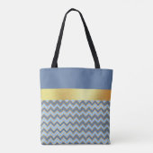 Slate Blue and Gold Zickzack Muster - Personalisie Tasche (Rückseite)