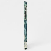 Slate Blue Aquamarin Green Grey Paisley Art Patter iPhone Hülle (Linke Seite)