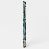 Slate Blue Aquamarin Green Grey Paisley Art Patter iPhone Hülle (Linke Seite)