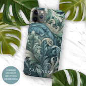 Slate Blue Aquamarin Green Grey Paisley Art Patter iPhone Hülle