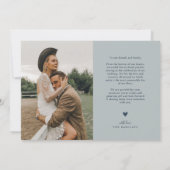 Slate Blue Arch Wedding Danke, Script Dankeskarte (Rückseite)