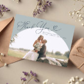 Slate Blue Arch Wedding Danke, Script Dankeskarte