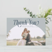Slate Blue Arch Wedding Vielen Dank Dankeskarte (Stehend Vorderseite)
