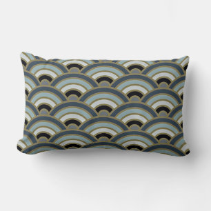 Slate Blue Art Deco Curve Muster Lendenkissen