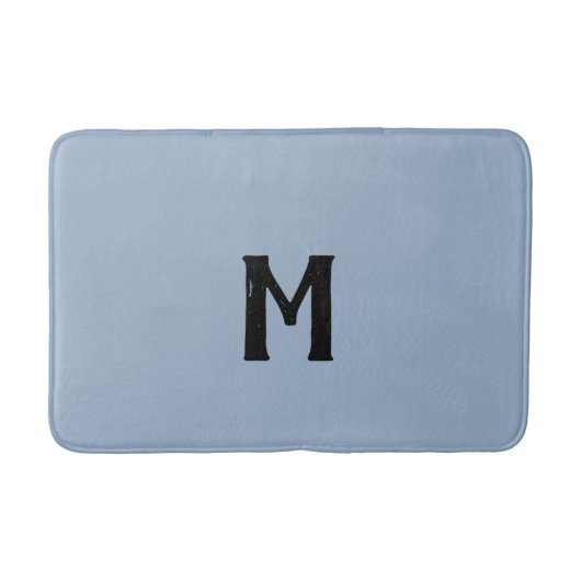 Slate Blue Black Monogram Badematte (Vorderseite)