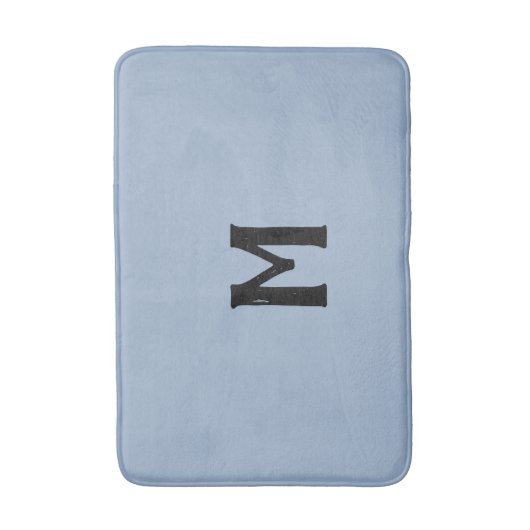 Slate Blue Black Monogram Badematte (Vorderseite Vertikal)