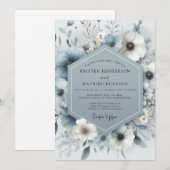 Slate Blue Bloom Frost Wedding Einladung (Vorne/Hinten)