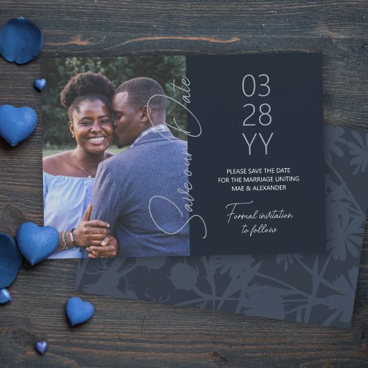 Slate Blue, Blue-Gray Wedding Save the Date Einladung