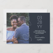 Slate Blue, Blue-Gray Wedding Save the Date Einladung (Vorderseite)