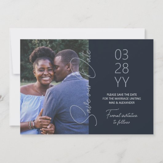 Slate Blue, Blue-Gray Wedding Save the Date Einladung (Vorderseite)