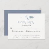 Slate Blue Botanical Wedding RSVP Card (Vorne/Hinten)