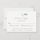 Slate Blue Botanical Wedding RSVP Card Karte (Vorderseite)