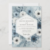Slate Blue Botanical Whimsy Wedding Einladung (Vorderseite)