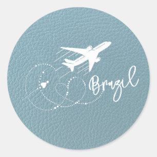Slate Blue Brazil Passport Runder Aufkleber