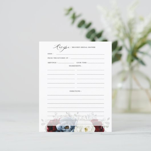 Slate Blue Burgundy Elfenbein Brautparty Rezept (Stehend Vorderseite)