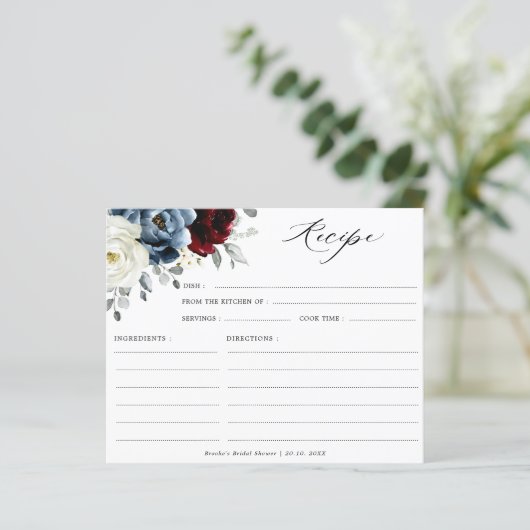 Slate Blue Burgundy Elfenbein Brautparty Rezept (Stehend Vorderseite)