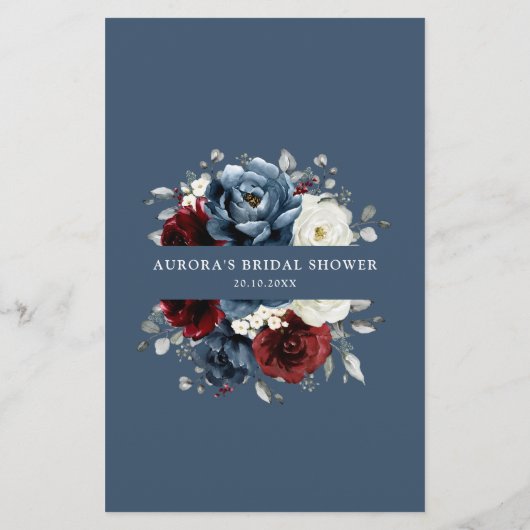 Slate Blue Burgundy White Brautparty Ratschläge (Rückseite)