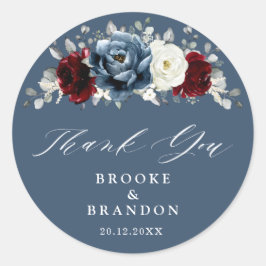 Slate Blue Burgundy White Elvory Wedding Vielen Da Runder Aufkleber